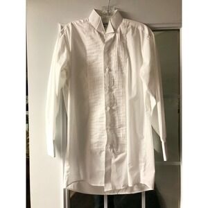 Southeastern Mens White Pleated Tuxedo Shirt Comfort Neck Size S1‎ Formal